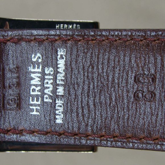 AUTH HERMES INDIANA THIN H LEATHER BELT & BUCKLE - Picture 3 of 10